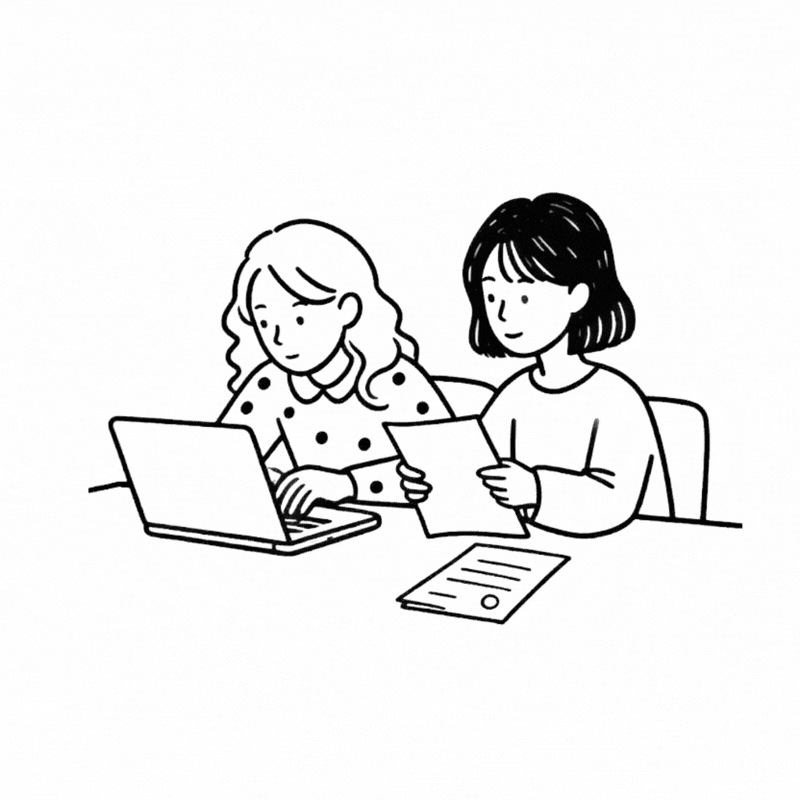 Two students revising together at a laptop